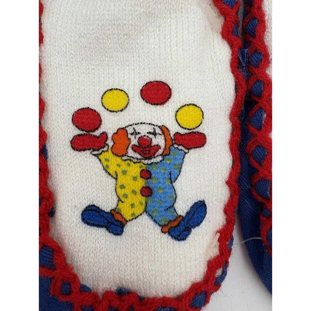 Vintage Clown‎ Slipper Socks Size 11–12 Taiwan R.O.C. Gripper Sole Knit Circus